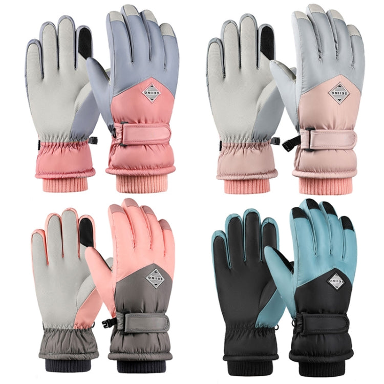1 Pair Winter Fleece Thickened Warm And Windproof Outdoor Riding Motorcycle Gloves, Size: Free Code(Pink + Blue) - Full Finger Gloves by PMc TechLife | Online Shopping South Africa | PMc TechLife | Buy Now Pay Later Mobicred