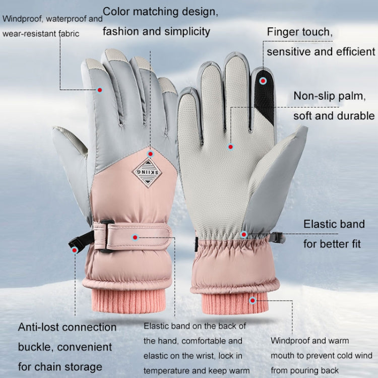 1 Pair Winter Fleece Thickened Warm And Windproof Outdoor Riding Motorcycle Gloves, Size: Free Code(Pink + Blue) - Full Finger Gloves by PMc TechLife | Online Shopping South Africa | PMc TechLife | Buy Now Pay Later Mobicred