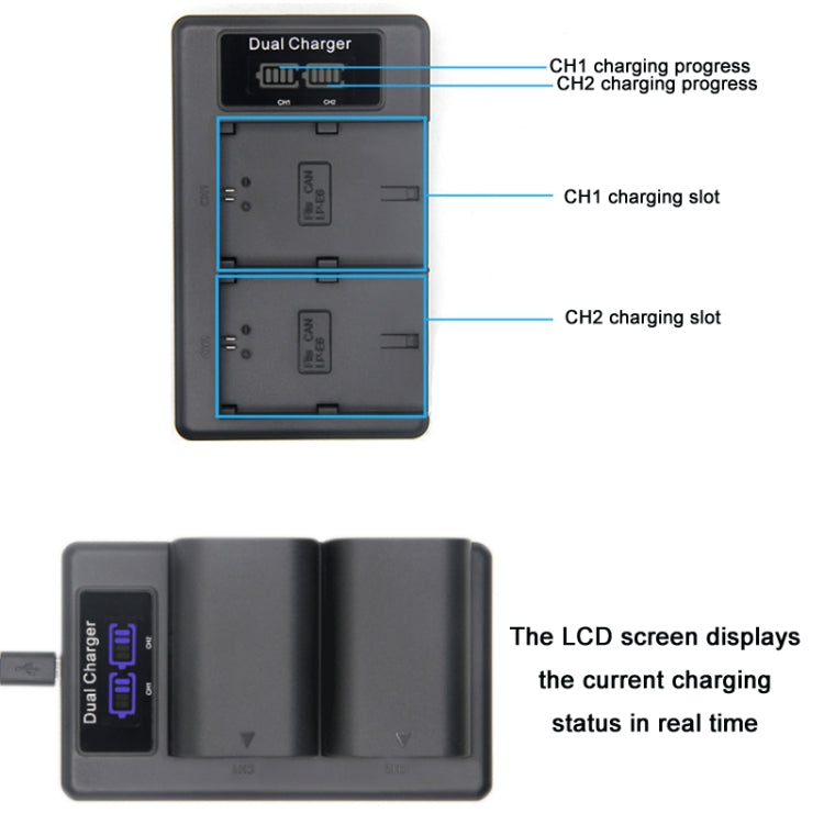 LP-E6 SLR Camera Vertical Dual Battery Charger - Battery USB Charger by PMC TechLife | Online Shopping South Africa | PMC TechLife | Buy Now Pay Later Mobicred