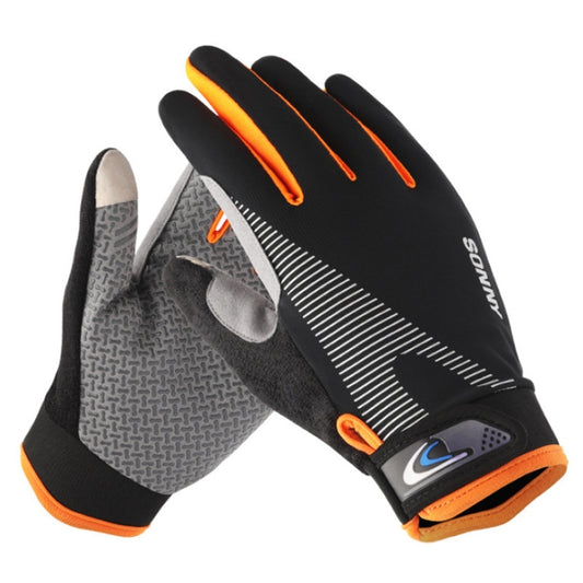 1 Pair QX0002 Sports Sunscreen Touch Screen Non-slip Wear Resistant Shock Absorbing Cycling Gloves, Size: L(Orange) - Cycling Gloves by PMC Jewellery | Online Shopping South Africa | PMC Jewellery | Buy Now Pay Later Mobicred