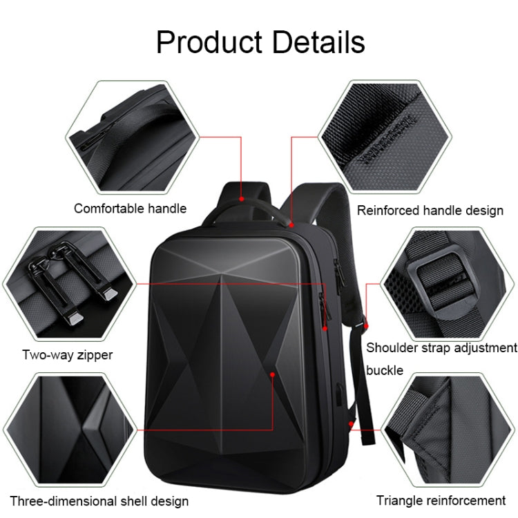 160 Large Capacity ABS Waterproof Laptop Backpack with USB Charging Port(Black) - Backpack by PMC TechLife | Online Shopping South Africa | PMC TechLife | Buy Now Pay Later Mobicred