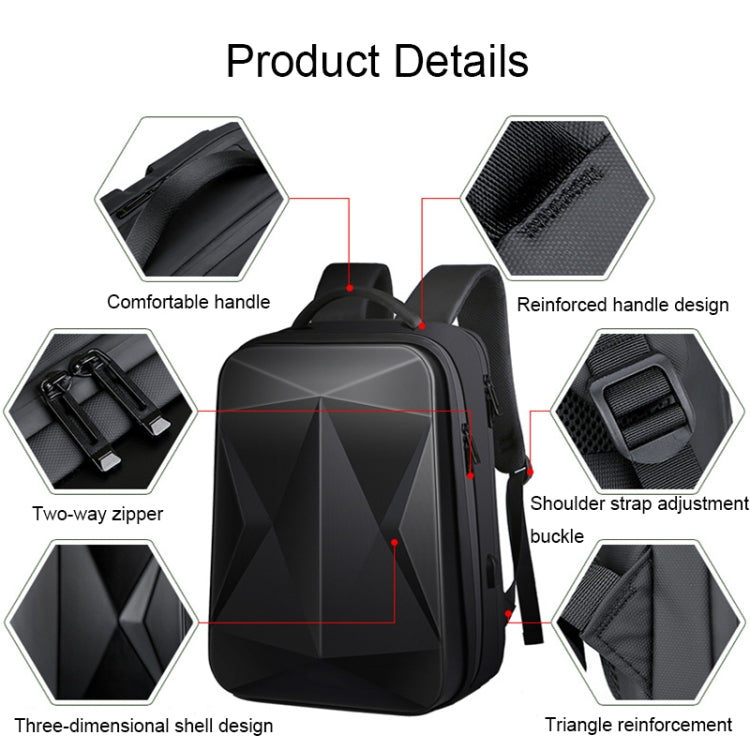 160 Large Capacity ABS Waterproof Laptop Backpack with USB Charging Port(Black) - Backpack by PMC Jewellery | Online Shopping South Africa | PMC Jewellery