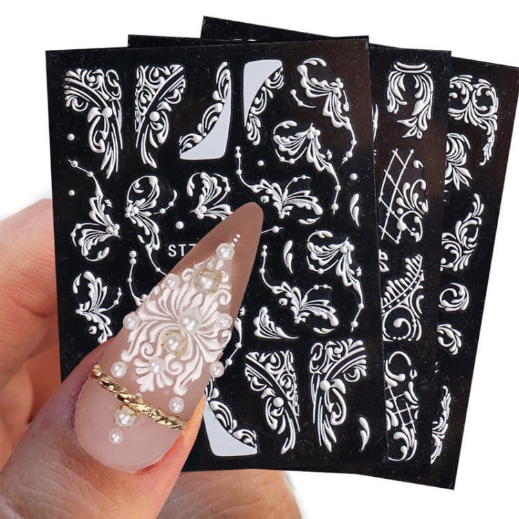 5D Three-dimensional Carved Nail Art Stickers Rose Pattern Embossed Nail Stickers(Stz-5D14) - Nail Stickers by PMC Jewellery | Online Shopping South Africa | PMC Jewellery | Buy Now Pay Later Mobicred