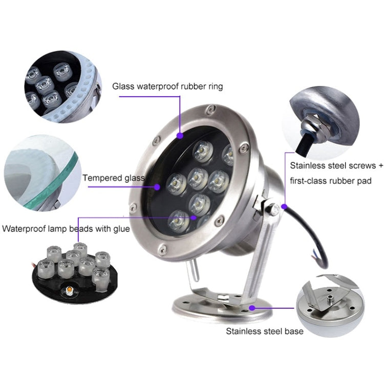 LED Underwater Light Pool Fish Pond Fountain Waterproof Landscape Light 9W(7 Colors) - Underwater Lights by PMc TechLife | Online Shopping South Africa | PMc TechLife | Buy Now Pay Later Mobicred