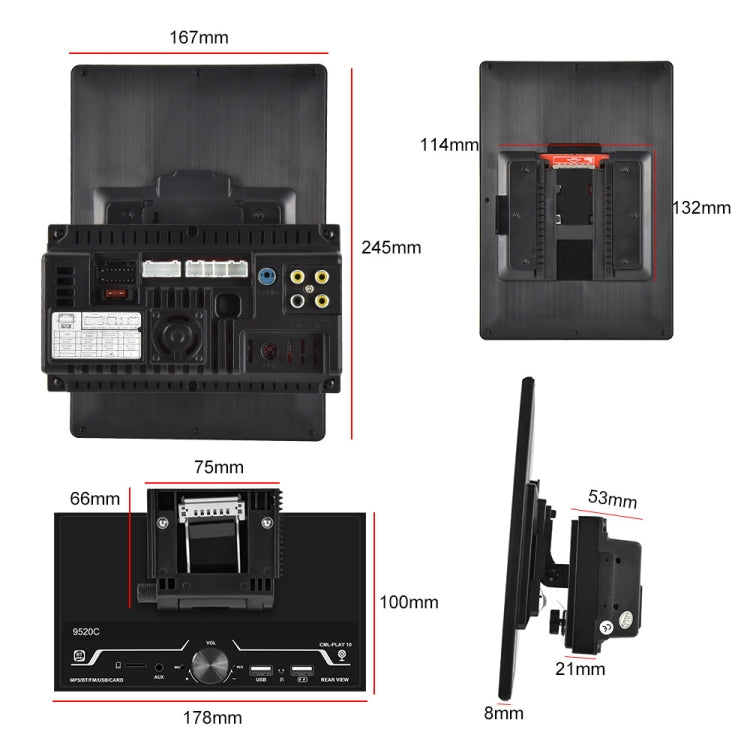 9520C Double Spindle 9.5 inch Vertical Screen Car MP5 Player, Style: Standard+12 Light Camera - Car MP3 & MP4 & MP5 by PMC TechLife | Online Shopping South Africa | PMC TechLife | Buy Now Pay Later Mobicred