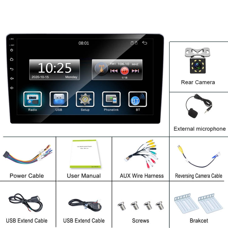 C7001 7 inch Touch Screen Built-In CarPlay Car MP5 Player, Style: Standard+8 Light Camera - Car MP3 & MP4 & MP5 by PMC Jewellery | Online Shopping South Africa | PMC Jewellery | Buy Now Pay Later Mobicred