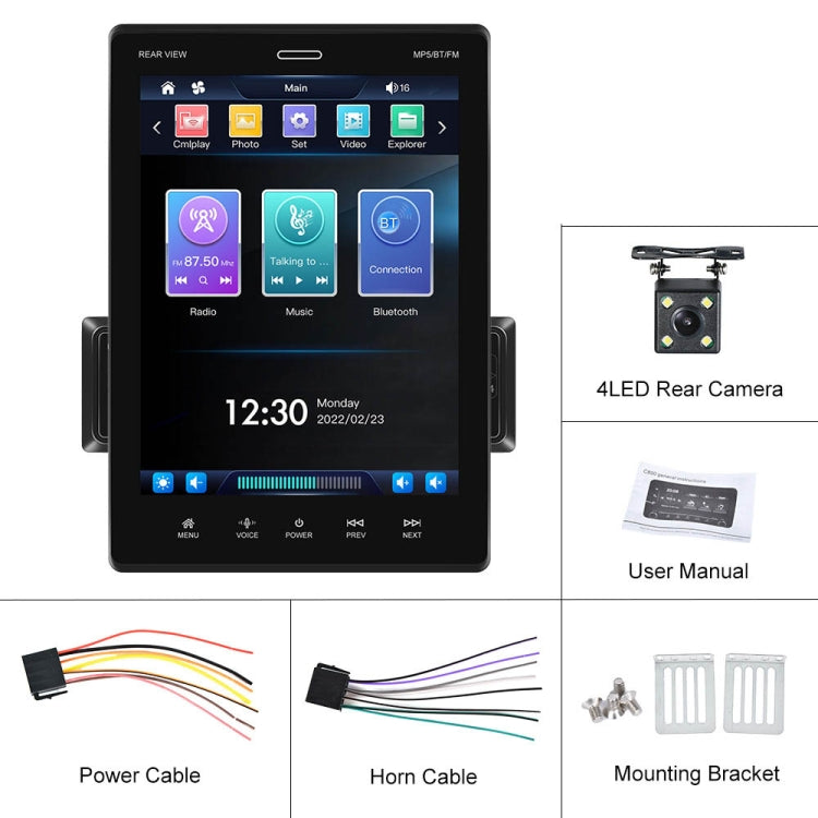 C800 9.5 Inch MP5 Single Butt Carplay Player, Style: Standard+4 Light Camera - Car MP3 & MP4 & MP5 by PMC TechLife | Online Shopping South Africa | PMC TechLife | Buy Now Pay Later Mobicred