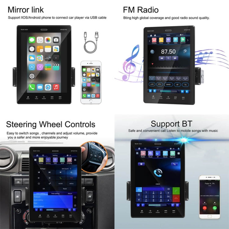 C800 9.5 Inch MP5 Single Butt Carplay Player, Style: Standard+8 Light Camera - Car MP3 & MP4 & MP5 by PMC TechLife | Online Shopping South Africa | PMC TechLife | Buy Now Pay Later Mobicred