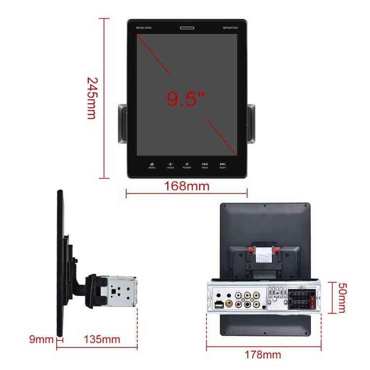 C800 9.5 Inch MP5 Single Butt Carplay Player, Style: Standard+12 Light Camera - Car MP3 & MP4 & MP5 by PMC TechLife | Online Shopping South Africa | PMC TechLife | Buy Now Pay Later Mobicred