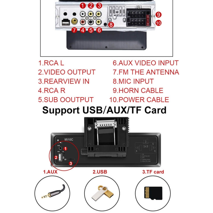 C800 9.5 Inch MP5 Single Butt Carplay Player, Style: Standard+12 Light Camera - Car MP3 & MP4 & MP5 by PMC TechLife | Online Shopping South Africa | PMC TechLife | Buy Now Pay Later Mobicred