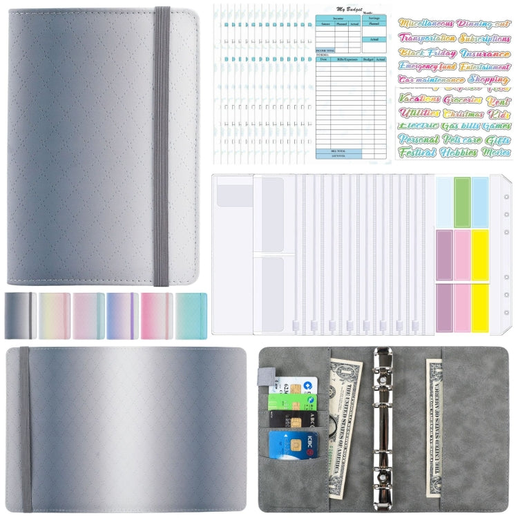 A6 Gradient Macaroon Loose-leaf Handbook Cash Budget Book(Gray White) - Notebooks by PMC TechLife | Online Shopping South Africa | PMC TechLife