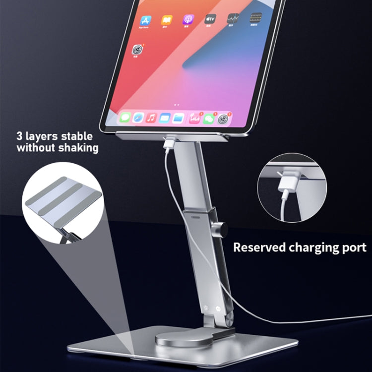 JUNDNE H06 Desktop Folding Phone Stand Portable Telescopic Rotary Tablet Stand(Silver) - Laptop Stand by JUNDNE | Online Shopping South Africa | PMC Jewellery | Buy Now Pay Later Mobicred