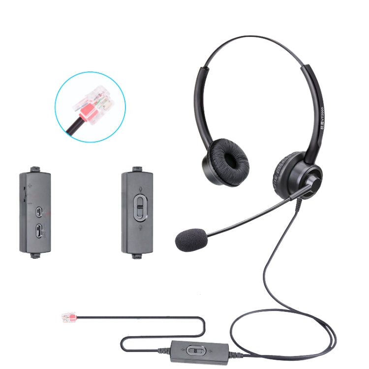 VT200D Double Ears Telephone Headset Operator Headset With Mic,Spec: Crystal Head 6-wire Sequence - Microphones & Headsets by PMC Jewellery | Online Shopping South Africa | PMC Jewellery | Buy Now Pay Later Mobicred