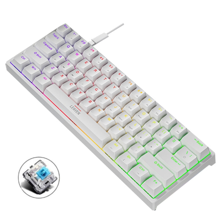 LEAVEN K620 61 Keys Hot Plug-in Glowing Game Wired Mechanical Keyboard, Cable Length: 1.8m, Color: White Green Shaft - Wired Keyboard by LEAVEN | Online Shopping South Africa | PMC Jewellery | Buy Now Pay Later Mobicred