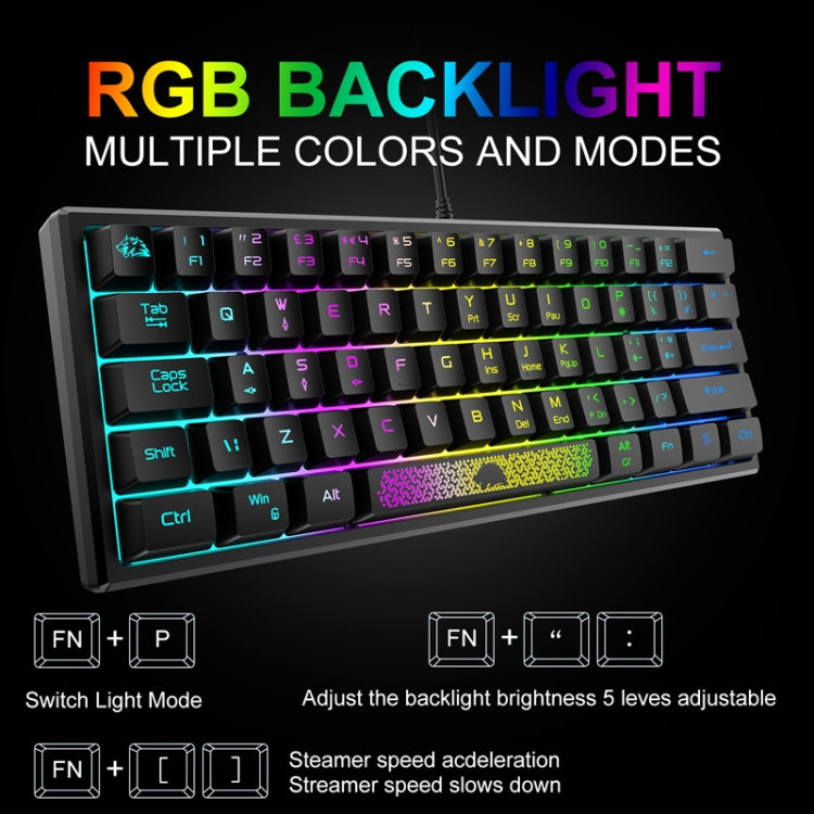 ZIYOULANG K61 62 Keys Game RGB Lighting Notebook Wired Keyboard, Cable Length: 1.5m(Blue) - Wired Keyboard by ZIYOULANG | Online Shopping South Africa | PMC Jewellery
