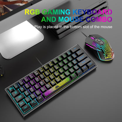 ZIYOULANG K61 62 Keys Game RGB Lighting Notebook Wired Keyboard, Cable Length: 1.5m(Black White) - Wired Keyboard by ZIYOULANG | Online Shopping South Africa | PMC Jewellery | Buy Now Pay Later Mobicred