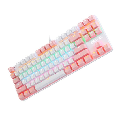 BAJEAL K100 87 Keys Green Shaft Wired Mechanical Keyboard, Cable Length: 1.6m(White Pink) - Wired Keyboard by BAJEAL | Online Shopping South Africa | PMC Jewellery | Buy Now Pay Later Mobicred