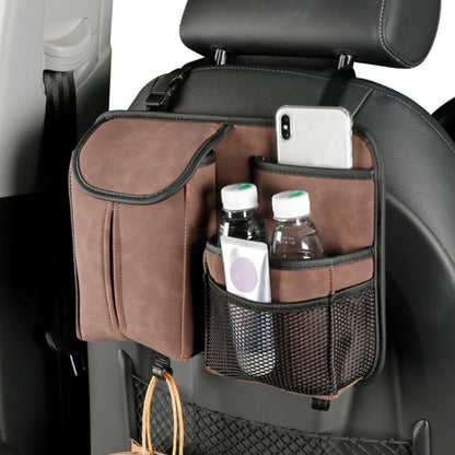 DE RAN FU Flip Fur Car Seat BackTissue Box Storage Hanging Bag With Hook(Brown) - Tissue Boxes by PMC Jewellery | Online Shopping South Africa | PMC Jewellery | Buy Now Pay Later Mobicred