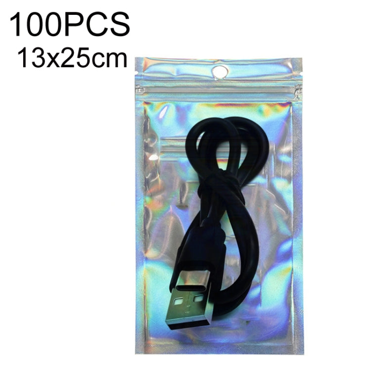 100PCS Laser Self-sealing Packaging Bag Data Line Aluminum Foil Plastic Bag , Size: 13x25cm -  by PMC TechLife | Online Shopping South Africa | PMC TechLife