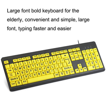 T801 104 Keys Special People Children Old Man Big Letters USB Wired Keyboard, Cable Length: 1.38m(Yellow) - Wired Keyboard by PMC Jewellery | Online Shopping South Africa | PMC Jewellery