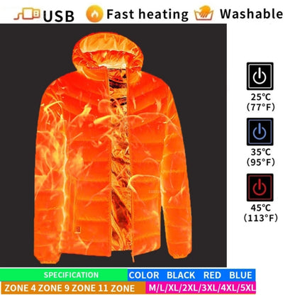 9 Zone Red USB Winter Electric Heated Jacket Warm Thermal Jacket, Size: M - Down Jackets by PMC Jewellery | Online Shopping South Africa | PMC Jewellery