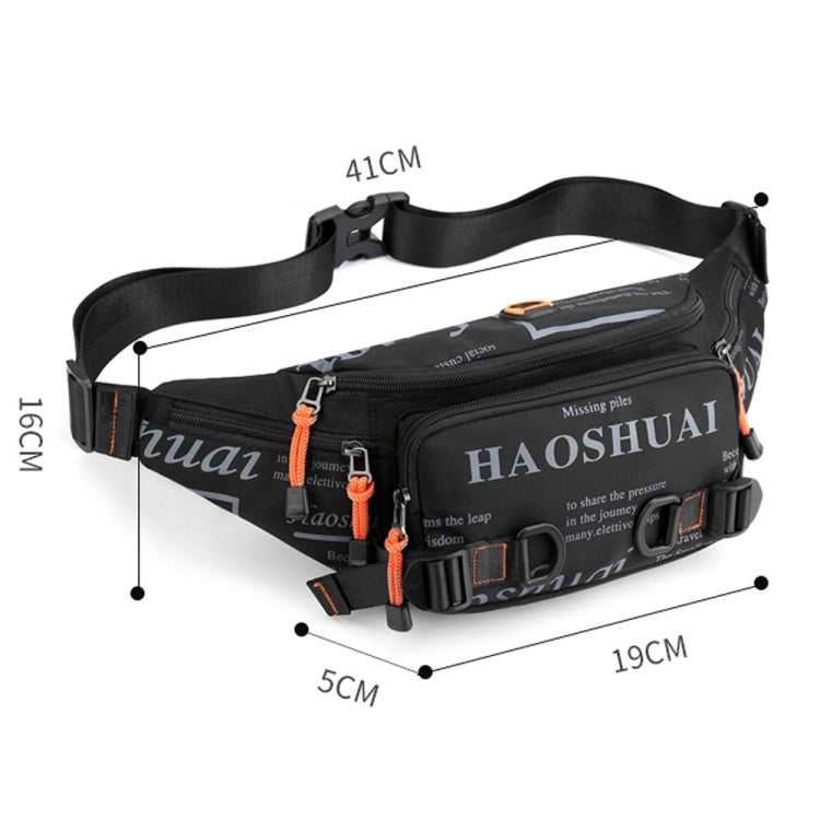 HAOSHUAI 5135 Outdoor Men Waist Bag Waterproof Nylon Cloth Men Bag(Black) - Waist Bags by HAOSHUAI | Online Shopping South Africa | PMC Jewellery | Buy Now Pay Later Mobicred