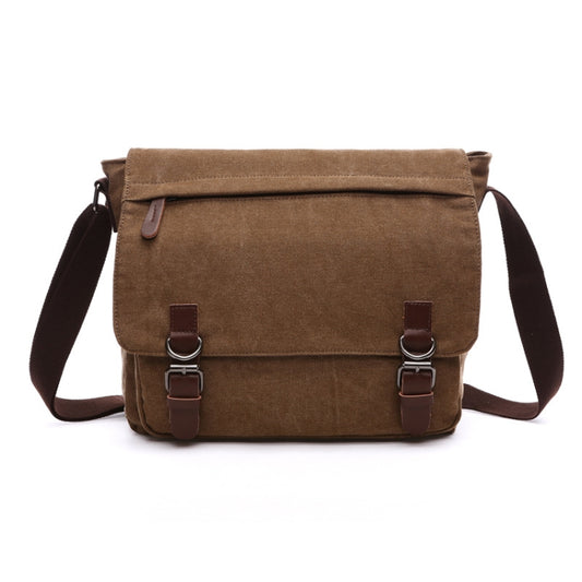 Versatile Canvas Shoulder Messenger Bag Business Computer Bag, Color: Coffee Medium - Single-shoulder Bags by PMC Jewellery | Online Shopping South Africa | PMC Jewellery