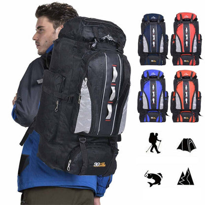 90L+10L  Multifunctional Outdoor Large Capacity Waterproof Nylon Hiking Bag(Black) - Backpacks by PMC Jewellery | Online Shopping South Africa | PMC Jewellery