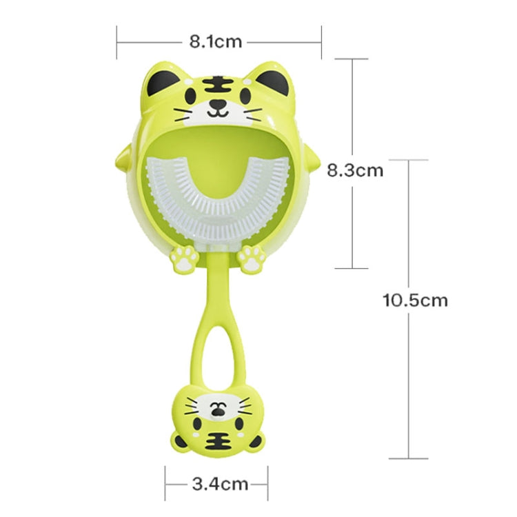 S8 2pcs Children Cartoon Animal Manual U-shaped Silicone Toothbrush for 2-12 Years Old(Green Tiger) - Toothbrushes by PMC Jewellery | Online Shopping South Africa | PMC Jewellery | Buy Now Pay Later Mobicred