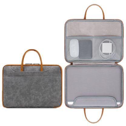 Baona Leather Fully Open Portable Waterproof Computer Bag, Size: 13/13.3 inches(Gray Brown) - 13.3 inch by Baona | Online Shopping South Africa | PMC Jewellery | Buy Now Pay Later Mobicred