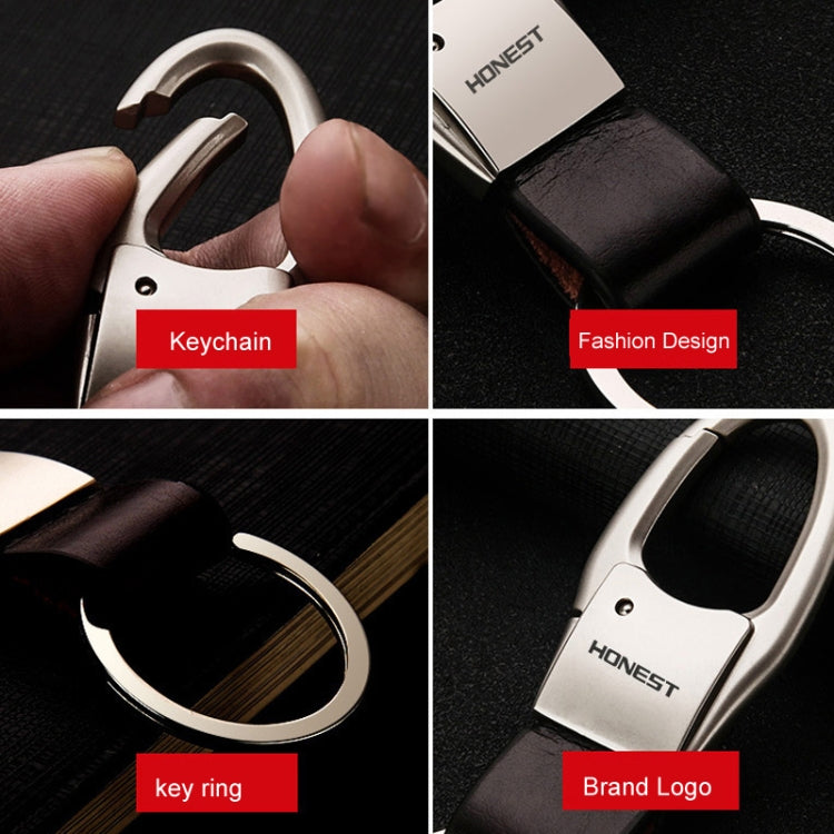HONEST Leather Car Keychain Simple Circle Ring Pendant Keychain(Silver) - free shipping - PMC TechLife - Order now!