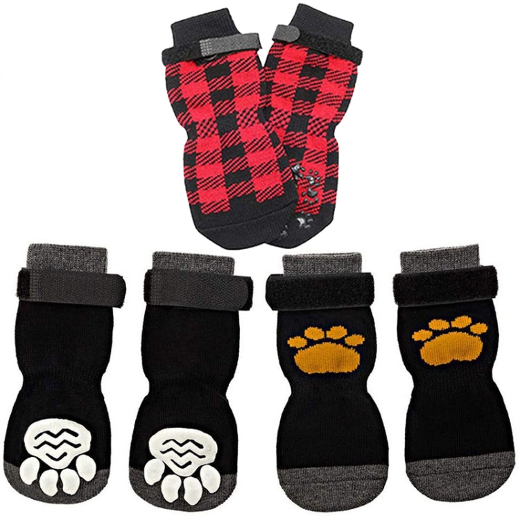 4pcs Dog Knitted Breathable Footwear Outdoor Non-slip Pet Socks, Size: S(Black) - Socks by PMC Jewellery | Online Shopping South Africa | PMC Jewellery