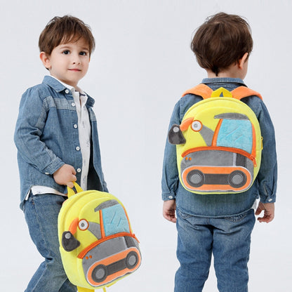 3D Cartoon Trucks Cars Plush Kids Backpack Children School Bags(Excavator) - Kids Bags by PMC Jewellery | Online Shopping South Africa | PMC Jewellery