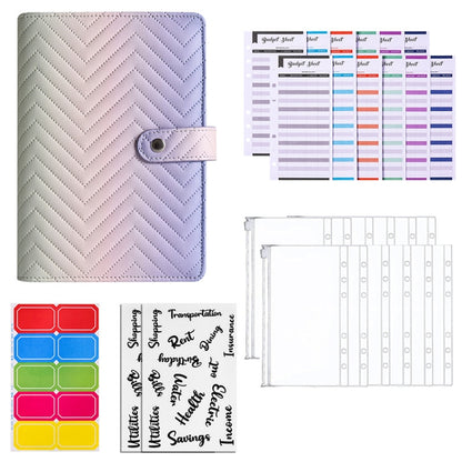 A6 PU Macaron Gradient Color Loose-leaf Notepad Notebook Budget Book(Purple) - Notebooks by PMC Jewellery | Online Shopping South Africa | PMC Jewellery