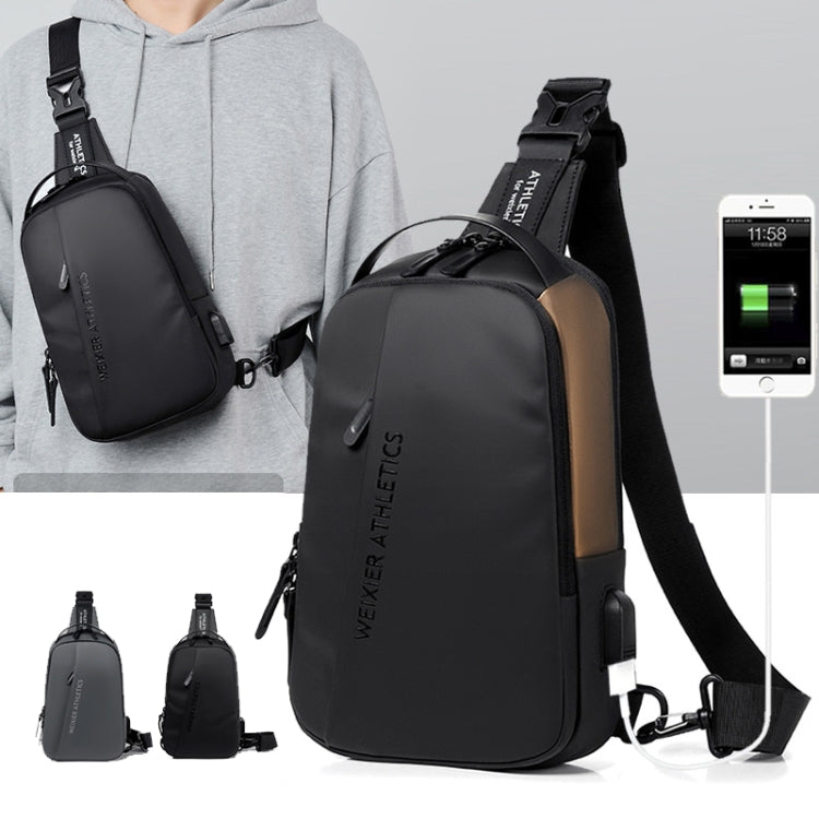 WEIXIER  X313 Men Chest Bag Crossbody Casual Small Bag Shoulder Bag External USB Port(Black) - Crossbody Bags by WEIXIER | Online Shopping South Africa | PMC Jewellery