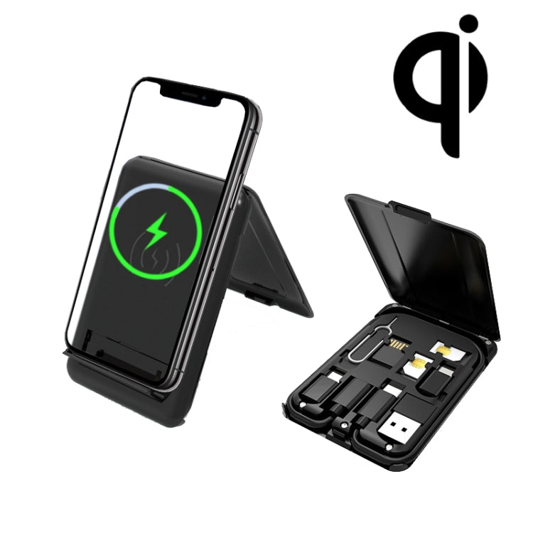 BM3016C 15W Wireless Charger Data Cable Organizer With Adapter Folding Phone Stand - Wireless Charger by PMC Jewellery | Online Shopping South Africa | PMC Jewellery | Buy Now Pay Later Mobicred