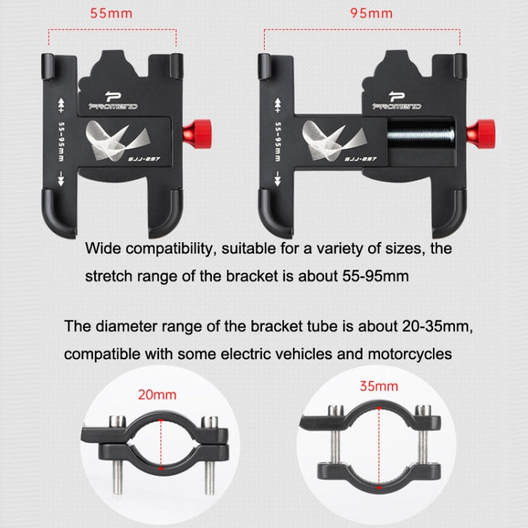 PROMEND SJJ-297 Aluminum Alloy Rotation Adjustable Bicycle Mobile Phone Bracket(Black) - Holders by PMC TechLife | Online Shopping South Africa | PMC TechLife | Buy Now Pay Later Mobicred