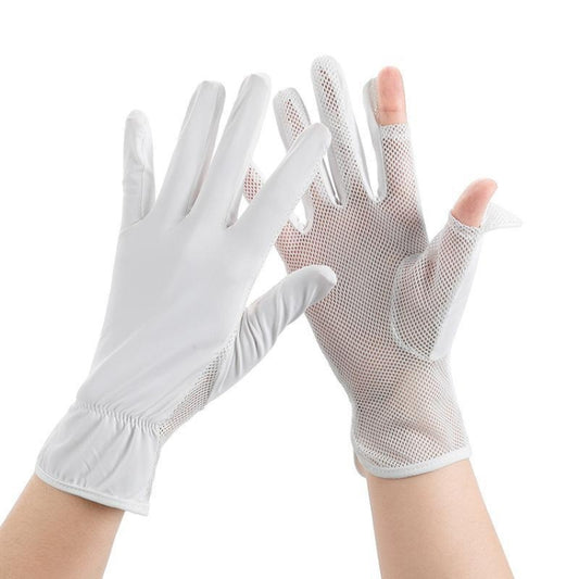 1pair Summer Sunscreen Breathable Thin Anti-ultraviolet Finger Fishing Ice Silk Gloves Free Size(Ivory White) - Safety Gloves by PMC Jewellery | Online Shopping South Africa | PMC Jewellery | Buy Now Pay Later Mobicred