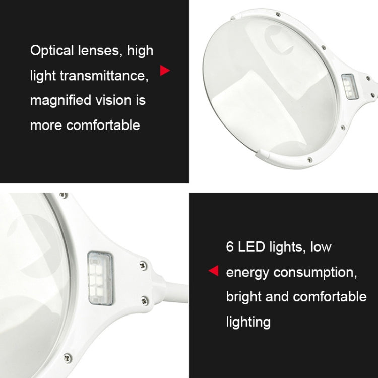 TS-9006 2.25X/5X USB Rechargeable Two-gears Brightness LED Light Desk Magnifier - Hand Held Style by PMC TechLife | Online Shopping South Africa | PMC TechLife