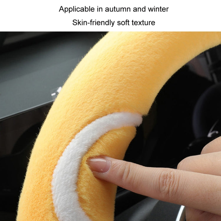 Car Steering Wheel Cartoon Short Fluff Handle Cover, Size: 38cm(Black White Round) - free shipping - PMC TechLife - Order now!