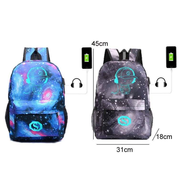 Music Prince Luminous USB Rechargeable Computer Backpack(Blue Starry Sky) - Backpacks by PMC Jewellery | Online Shopping South Africa | PMC Jewellery