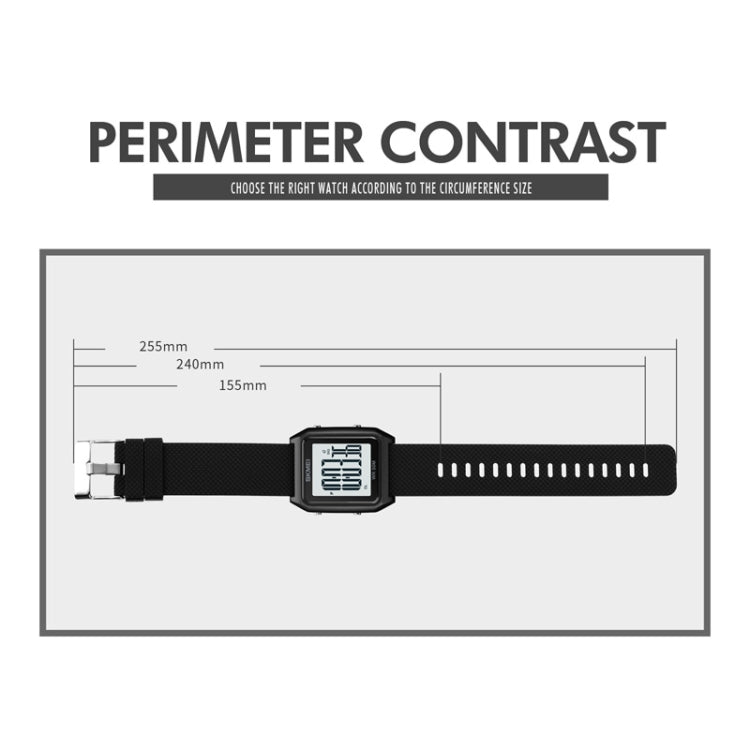 SKMEI 1866 Square Large Screen Men Steel Belt Multi-function Night Light Alarm Clock Watch(Blue White Machine) - free shipping - PMC TechLife - Order now!