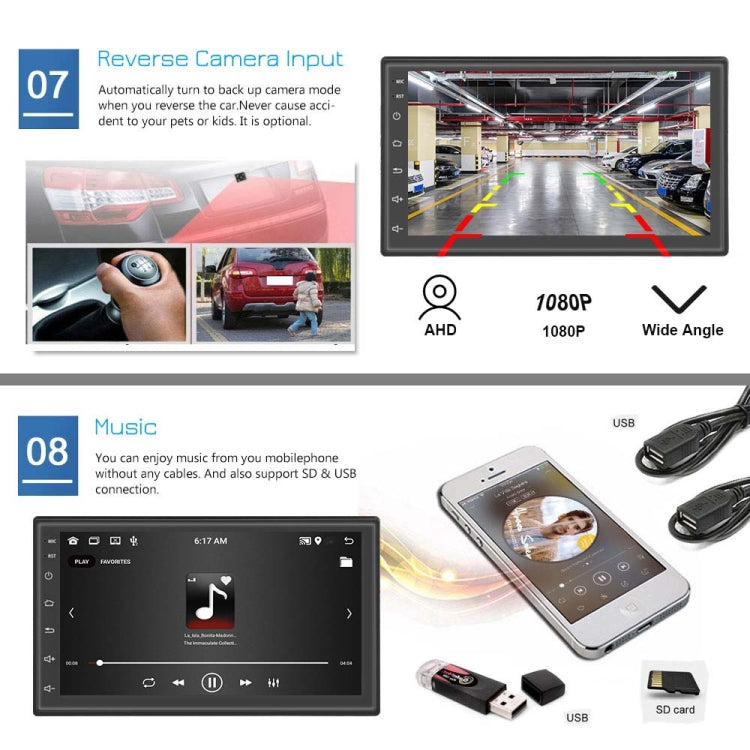 A2797 7 Inch Android WiFi 2+32G Central Control Large Screen Universal Car Navigation Reversing Video Player, Style: Standard+AHD Camera - Car MP3 & MP4 & MP5 by PMC Jewellery | Online Shopping South Africa | PMC Jewellery | Buy Now Pay Later Mobicred