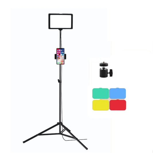 8 Inch 3200-5500K Three-color Temperature Photography Flat-panel Live Fill Light,Spec: 2.1m Bracket - Selfie Light by PMC Jewellery | Online Shopping South Africa | PMC Jewellery | Buy Now Pay Later Mobicred