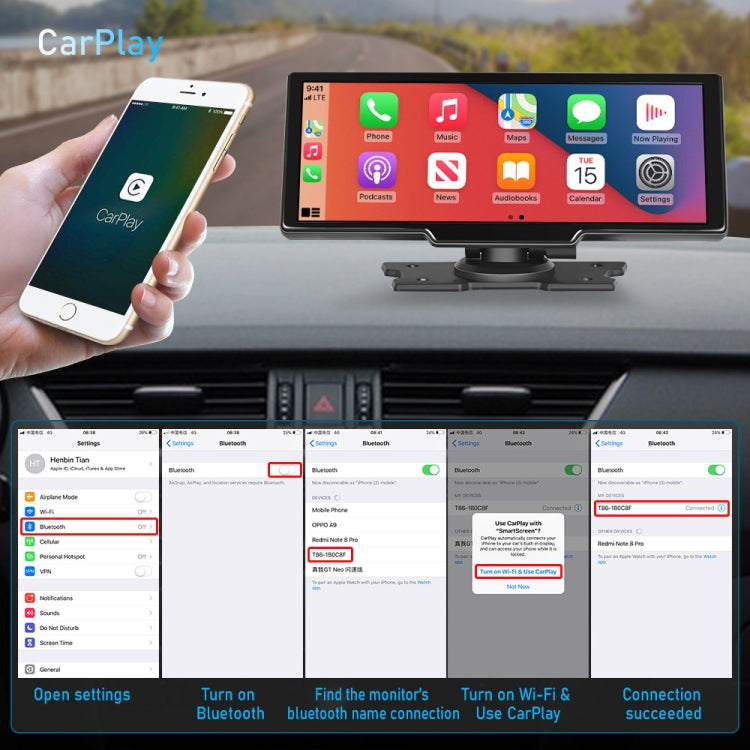 A3073 HD Wired 9.3 Inch 1 To 1 Smart Player With Wireless Carplay Two-way Video Split-screen Display(Black) - Car MP3 & MP4 & MP5 by PMC TechLife | Online Shopping South Africa | PMC TechLife | Buy Now Pay Later Mobicred