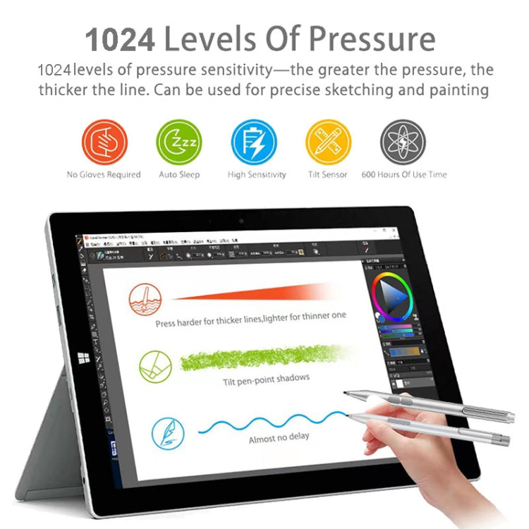 F94S For Microsoft Surface Series Stylus Pen 1024 Pressure Level Electronic Pen(Silver) - Pencil Accessories by PMC TechLife | Online Shopping South Africa | PMC TechLife | Buy Now Pay Later Mobicred