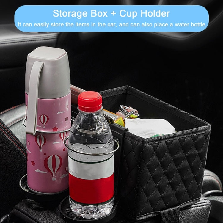 Car Armrest Box Folding Storage Box Multifunctional Water Cup Holder(Leather Black) - Stowing Tidying by PMC TechLife | Online Shopping South Africa | PMC TechLife | Buy Now Pay Later Mobicred