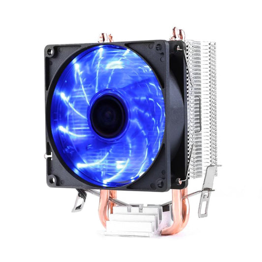 Desktop Computer Double Copper Tube CPU Radiator Super Quiet Blue Light 3-pin Single Fan - Fan Cooling by PMC Jewellery | Online Shopping South Africa | PMC Jewellery | Buy Now Pay Later Mobicred