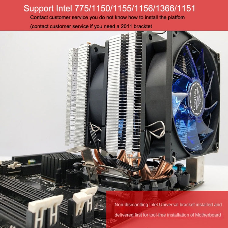 Desktop Computer Double Copper Tube CPU Radiator Super Quiet Color Light 3-pin Single Fan - Fan Cooling by PMC TechLife | Online Shopping South Africa | PMC TechLife | Buy Now Pay Later Mobicred