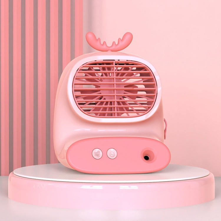 CS1319 Desktop Small Hydrating Spray Cartoon Fan Rechargeable Silent Humidifying Fan(Deer Pink) - Electric Fans by PMC Jewellery | Online Shopping South Africa | PMC Jewellery | Buy Now Pay Later Mobicred